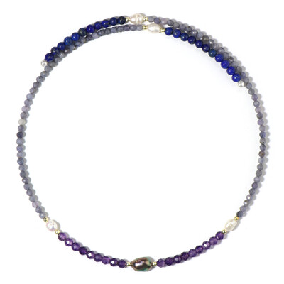 Collar al cuello en acero con Perla freshwater negra (Riya)