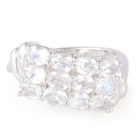 Anillo en plata con Piedra de Luna arcoíris