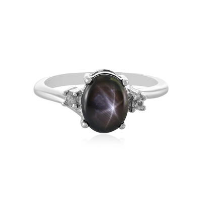 Anillo en plata con Zafiro estrella negra