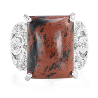 Anillo en plata con Obsidiana caoba