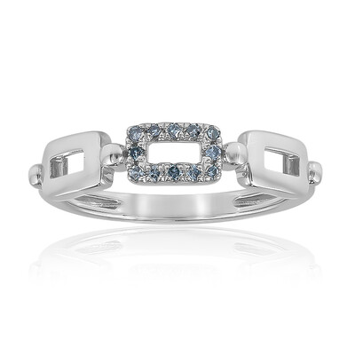 Anillo en plata con Diamante azul cielo I2