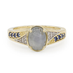 Anillo en oro con Zafiro estrella plateado