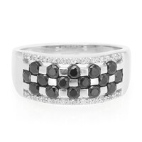 Anillo en plata con Espinela negra