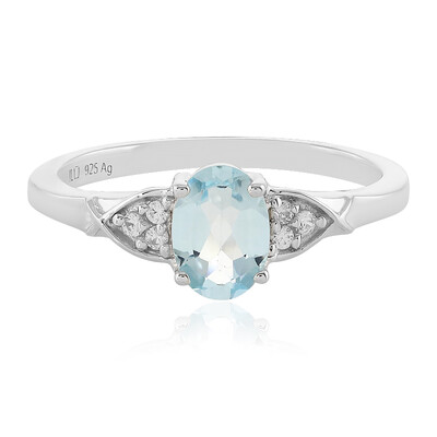 Anillo en plata con Topacio azul cielo