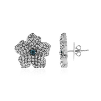 Pendientes en plata con Topacio azul de Londres (Dallas Prince Designs)