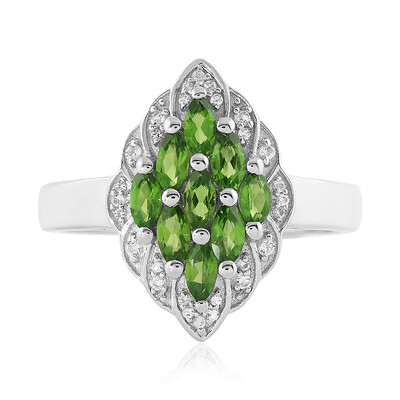 Anillo en plata con Diópsido de Rusia