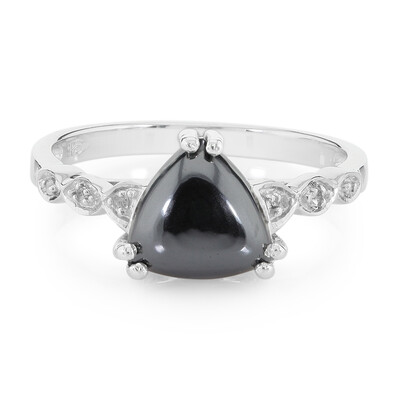 Anillo en plata con Hematita negra