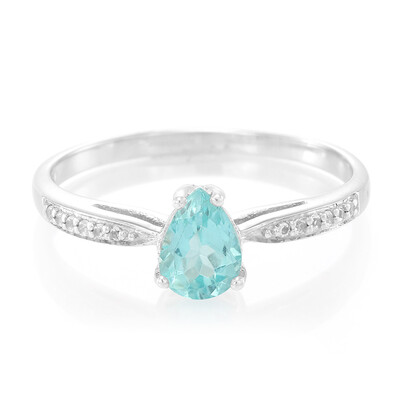 Anillo en plata con Fluorapatita verde