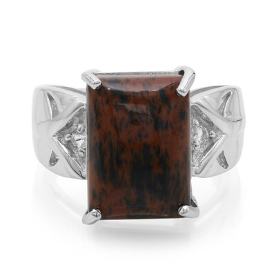 Anillo en plata con Obsidiana caoba