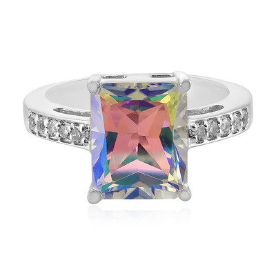 Anillo en plata con Topacio arcoíris