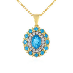 Collar en plata con Apatita azul neón