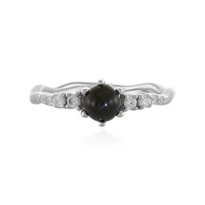 Anillo en plata con Diópsido estrella de la India