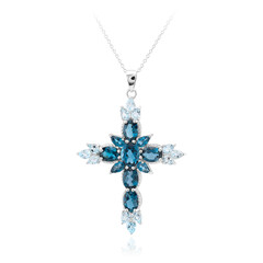 Collar en plata con Topacio azul de Londres