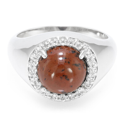 Anillo en plata con Obsidiana caoba