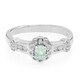 Anillo en plata con Fluorapatita verde