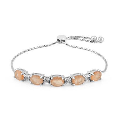Brazalete en plata con Cuarzo durazno pastel