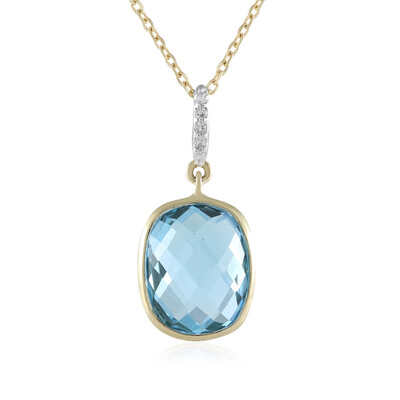 Collar en oro con Topacio azul suizo