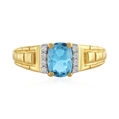 Anillo en plata con Topacio azul suizo