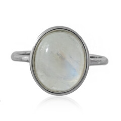 Anillo en plata con Piedra de Luna arcoíris