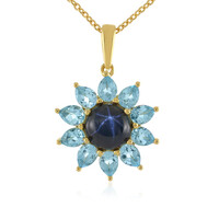 Collar en plata con Zafiro estrella azul
