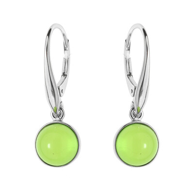 Pendientes en plata con Ámbar colombiano verde (dagen)