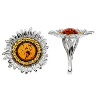 Anillo en plata con Ámbar báltico