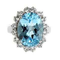 Anillo en plata con Topacio azul cielo
