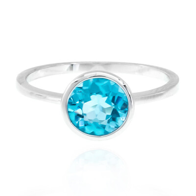 Anillo en plata con Topacio azul suizo