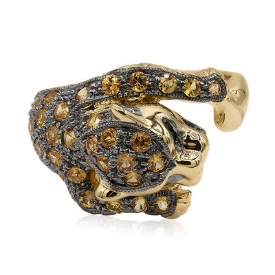 Anillo en oro con Zafiro naranja