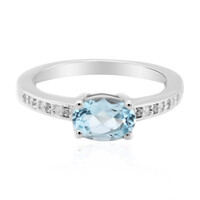 Anillo en plata con Topacio azul cielo