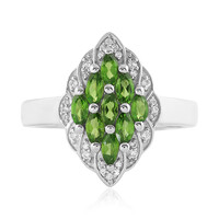 Anillo en plata con Diópsido de Rusia
