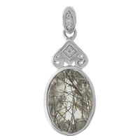 Colgante en plata con Cuarzo rutilado negro