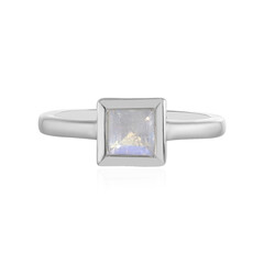 Anillo en plata con Piedra de Luna arcoíris