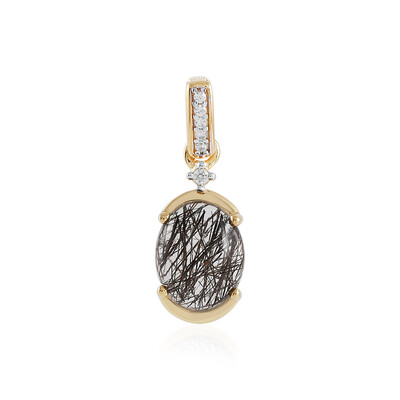 Colgante en plata con Cuarzo rutilado negro