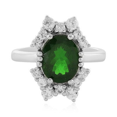 Anillo en plata con Diópsido de Rusia