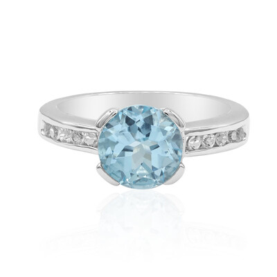 Anillo en plata con Topacio azul cielo