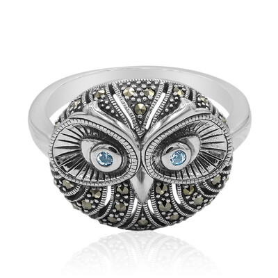 Anillo en plata con Topacio azul cielo