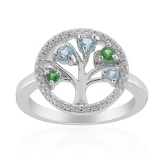 Anillo en plata con Topacio azul suizo