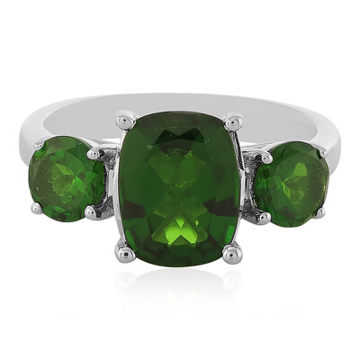 Anillo en plata con Diópsido de Rusia