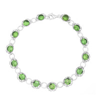 Brazalete en plata con Ámbar colombiano verde