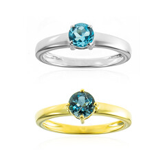 Anillo en plata con Topacio azul suizo