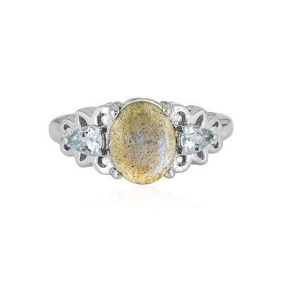 Anillo en plata con Labradorita