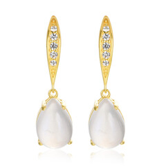 Pendientes en plata con Piedra de luna arco iris de Tanzania