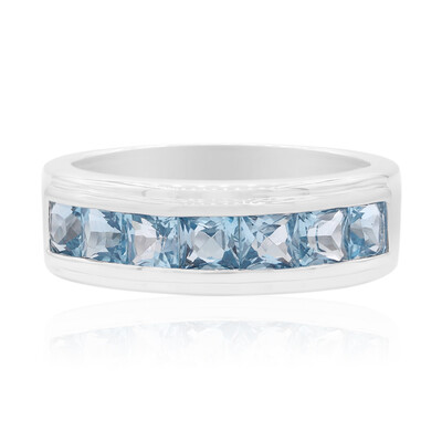 Anillo en plata con Topacio azul suizo
