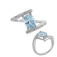 Anillo en plata con Topacio azul cielo