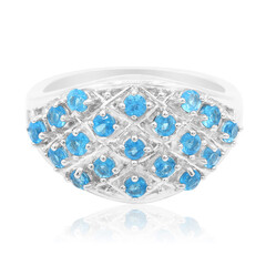 Anillo en plata con Apatita azul neón de Goias