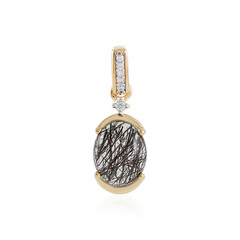 Colgante en plata con Cuarzo rutilado negro