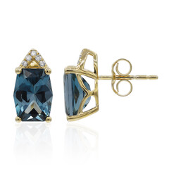 Pendientes en oro con Topacio azul de Londres
