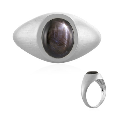 Anillo en plata con Zafiro estrella negra (MONOSONO COLLECTION)