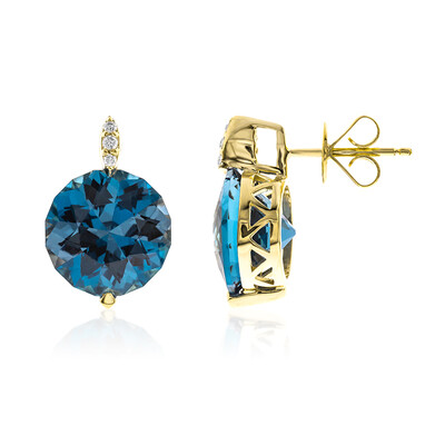 Pendientes en oro con Topacio azul de Londres